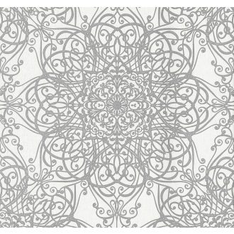   Erismann MIX Collection/Bestseller 02465-30 Klasszikus rokokó jellegű díszítőminta fehér ezüstszürke csillogó hatás tapéta