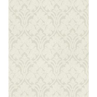   Liliom formákon alapuló klasszikus keleties damaszt díszítőminta törtfehér és gyöngyház tónus tapéta