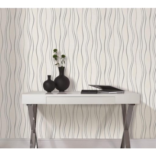 Erismann MIX Collection/Bestseller 09932-60 Grafikus hullámminta fehér ezüstszürke tapéta