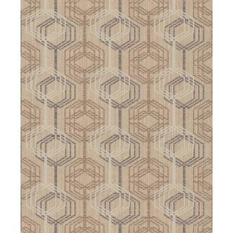   Hatszögek változatos megjelenítése 3D geometriai minta bézs barna krém és szürke tónus tapéta