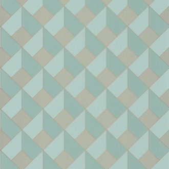   Térbeli illuzió - extrém mélységek háromdimenziós geometrikus motívum füstkék bézsarany tapéta