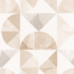   Modern hangulatos és divatos geometriai minta változatos /pöttyös is/ textúrával fehér bézs barna és szürkésbézs tónus tapéta