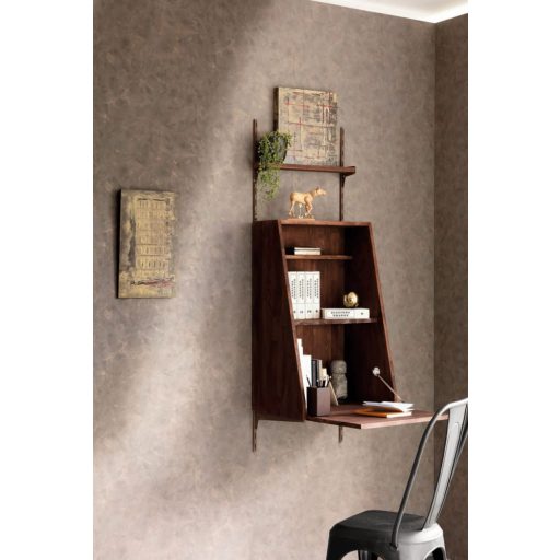 Valósághű megjelenésű nyers patinás vakolat/beton minta barna és rézszín tónus fémes hatás tapéta