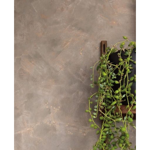 Valósághű megjelenésű nyers patinás vakolat/beton minta barna és rézszín tónus fémes hatás tapéta