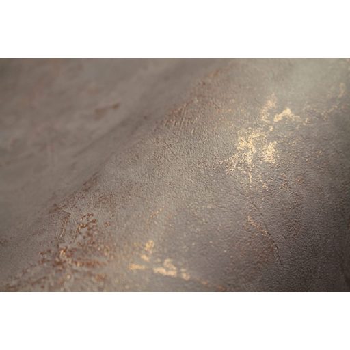 Valósághű megjelenésű nyers patinás vakolat/beton minta barna és rézszín tónus fémes hatás tapéta