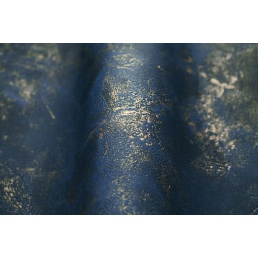 Valósághű megjelenésű nyers patinás vakolat/beton minta éjkék és arany tónus fémes hatás tapéta