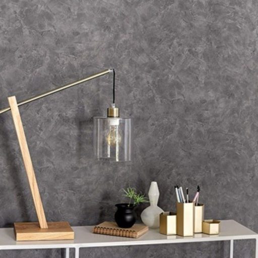 Valósághű megjelenésű nyers patinás vakolat/beton minta sötétszürke/antracit tónus tapéta