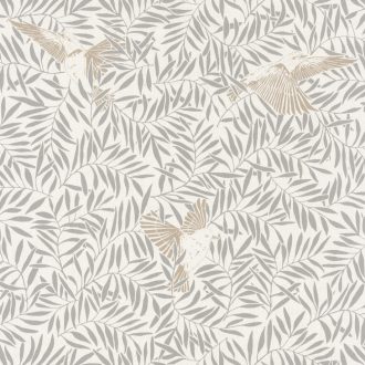  BIRDY Natur kis madarak levelek között krém bézs barna szürkésbézs tapéta