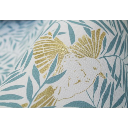 Sunny Day 100236028  BIRDY Natur kis madarak levelek között fehér kékeszöld arany tapéta