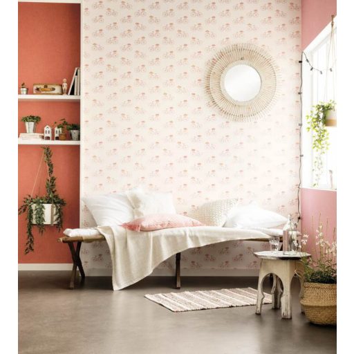 DAISY  Romantikus régimódi kerékpárok bézs rózsaszín árnyalatok sárga tapéta