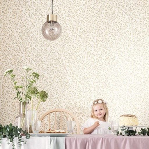 Caselio Sunny Day 100272020 LUCY Natur ágak levelek krémfehér csillogó arany tapéta