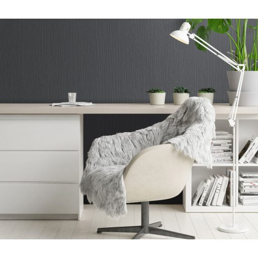 Erismann Fashion for Walls 3, 10028-10 Egyszínű enyhén hullámos vonalkázott struktúra szürke/sötétszürke tapéta