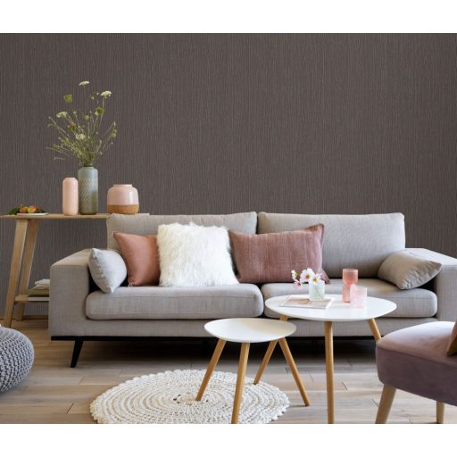 Erismann Fashion for Walls 3, 10028-15 Egyszínű enyhén hullámos vonalkázott struktúra fekete/sötétbarna tapéta