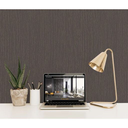 Erismann Fashion for Walls 3, 10028-15 Egyszínű enyhén hullámos vonalkázott struktúra fekete/sötétbarna tapéta