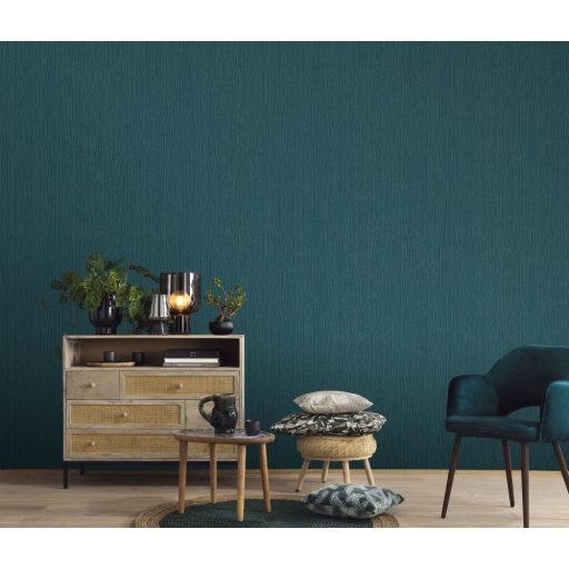 Erismann Fashion for Walls 3, 10028-19 Egyszínű enyhén hullámos vonalkázott struktúra türkiz tapéta