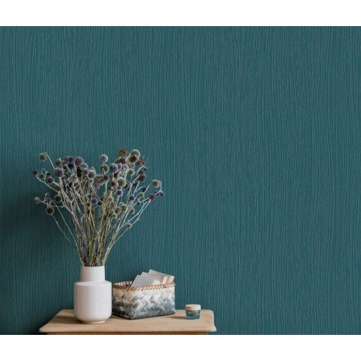 Erismann Fashion for Walls 3, 10028-19 Egyszínű enyhén hullámos vonalkázott struktúra türkiz tapéta