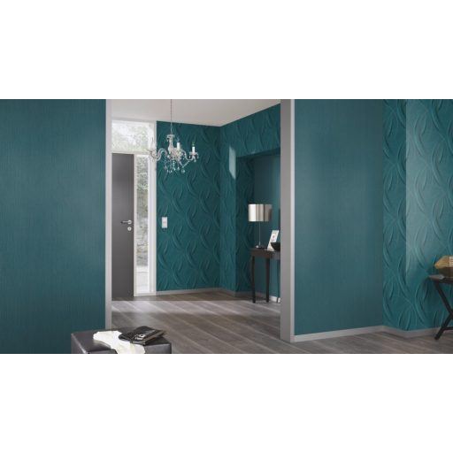 Erismann Fashion for Walls 3, 10028-19 Egyszínű enyhén hullámos vonalkázott struktúra türkiz tapéta