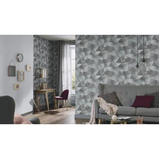 Erismann Fashion for Walls 3, 10028-29 Egyszínű enyhén hullámos vonalkázott struktúra ezüstszürke tapéta