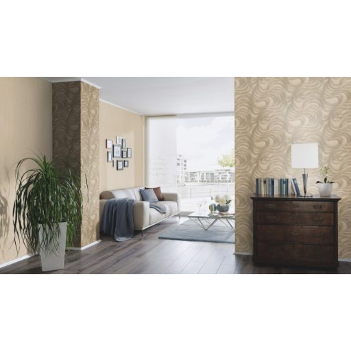 Erismann Fashion for Walls 3, 10028-30 Egyszínű enyhén hullámos vonalkázott struktúra bézsarany/arany tapéta