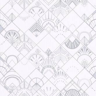  GOLDEN YEARS Retro kortárs geometrikus díszítőminta hűvös fehér szürke csillogó ezüst tapé