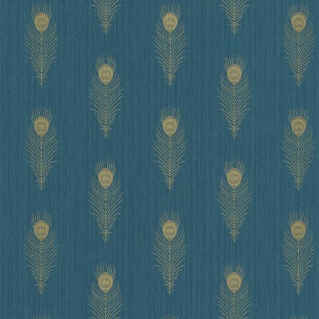 PEACOCK Natur stilizált pávatollak művészi sorozata világos kék kékeszöld csillogó arany tapéta