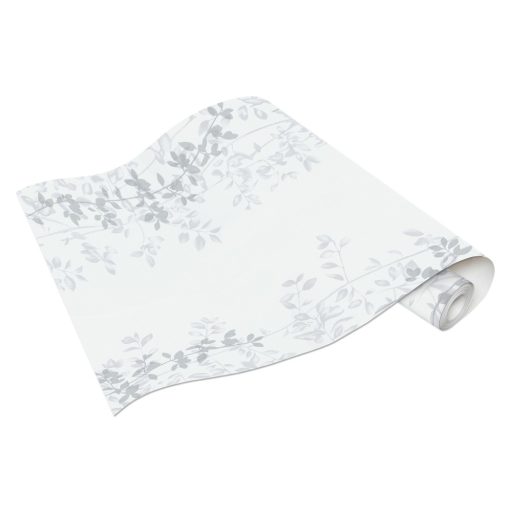 Erismann Fashion for Walls 10047-31 Romantikus levélminta törtfehér szürke árnyalatok ezüst csillogó hatás tapéta