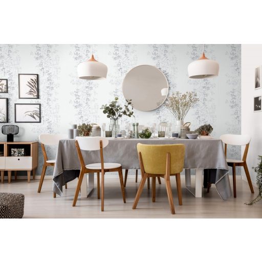 Erismann Fashion for Walls 10047-31 Romantikus levélminta törtfehér szürke árnyalatok ezüst csillogó hatás tapéta