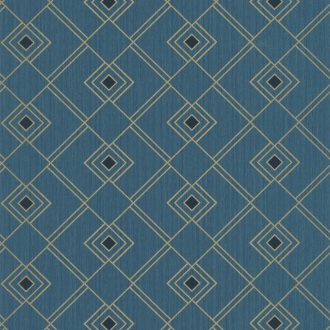 100476050 GATSBY Geometrikus díszítőminta kék kékeszöld fekete csillogó arany tapéta