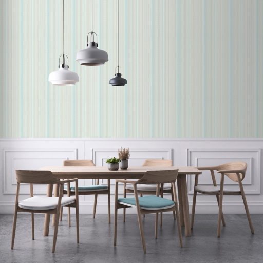 Erismann Fashion for Walls 10048-18 Csíkos akvarell megjelenés krémfehér halvány türkiz világos barna szürkésbarna csillogó hatás tapéta