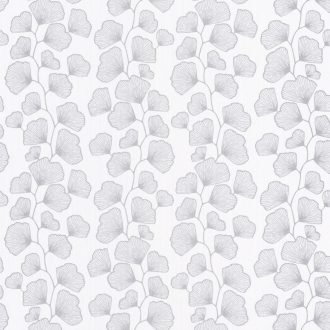 Scarlett 100480000 GINGKO Natur stilizált gingko levelek hűvös fehér csillogó ezüst tapéta