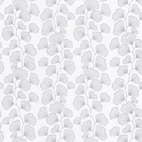 Scarlett 100480000 GINGKO Natur stilizált gingko levelek hűvös fehér csillogó ezüst tapéta