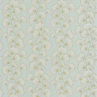 Scarlett 100487003 GINGKO Natur stilizált gingko levelek világoszöld csillogó arany tapéta