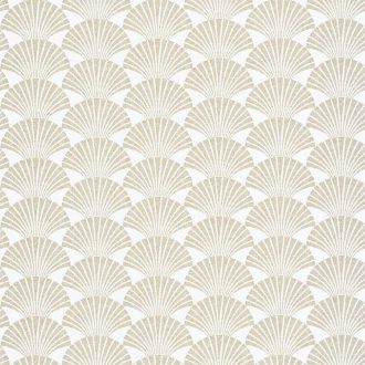   Caselio Scarlett 100490020 PEARL Natur legyezőminta hűvös fehér csillogó arany tapéta