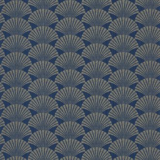   Caselio Scarlett 100496025 PEARL Natur legyezőminta mély sötétkék csillogó arany tapéta
