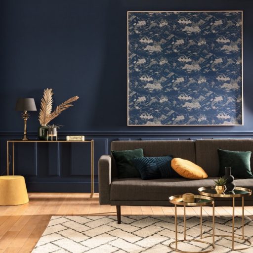 Caselio Only Blue 100606919 Strukturált egyszínű szövetminta éjkék tapéta