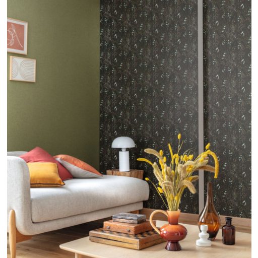 Természetes kézműves szellemű lágy egyszínű finom textilhatású minta khakizöld tónus tapéta