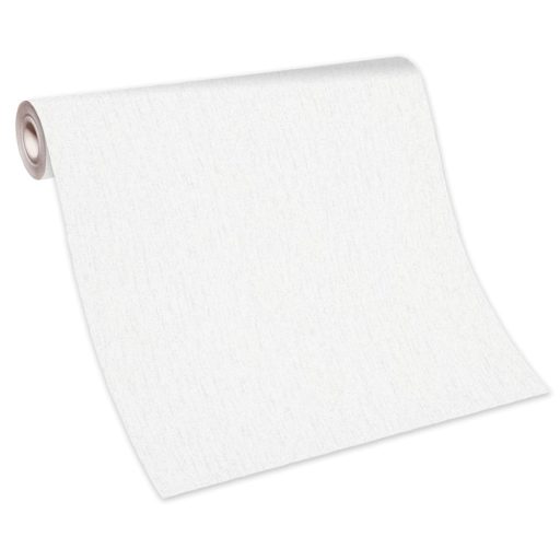 Egyszínű strukturált minta finom ezüst szálakkal fehér/törtfehér és ezüst tónus finom fémes hatás tapéta