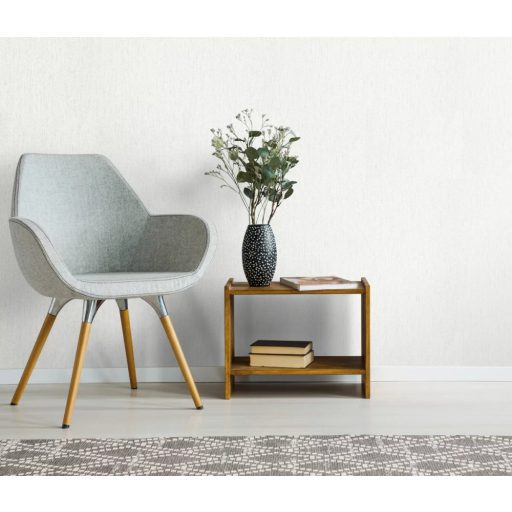 Egyszínű strukturált minta finom ezüst szálakkal fehér/törtfehér és ezüst tónus finom fémes hatás tapéta