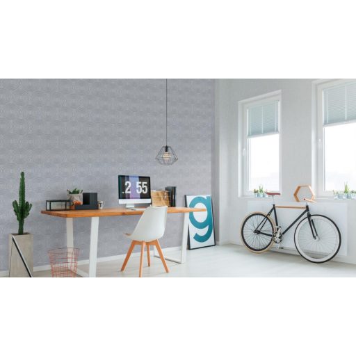 Egyszínű strukturált minta finom ezüst szálakkal fehér/törtfehér és ezüst tónus finom fémes hatás tapéta