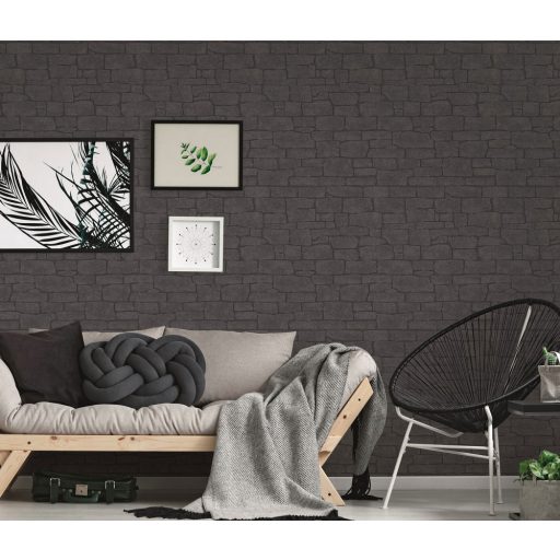 Erismann MIX Collection/Imitations 2 10091-15 Natur tégla/kőminta antracit fekete csillogó mintarészletek tapéta