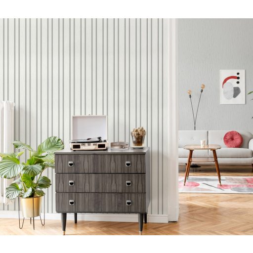 Erismann Spotlight 10103-10 Klasszikus csíkos díszítőminta fehér szürke ezüst tapéta