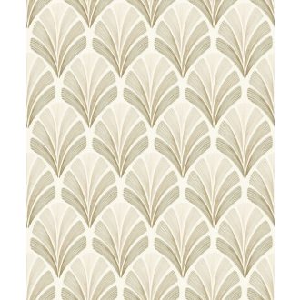   A híres kabaré ihlette organikus geometrikus art deco design fehér bézsarany arany és aranybarna tónus fémes irizáló hatás tapéta