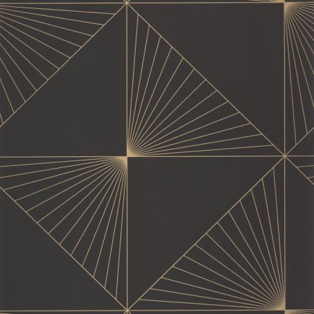 Caselio Moonlight 101052099 Geometrikus négyzetek-háromszögek vonalkázással fekete arany tapéta