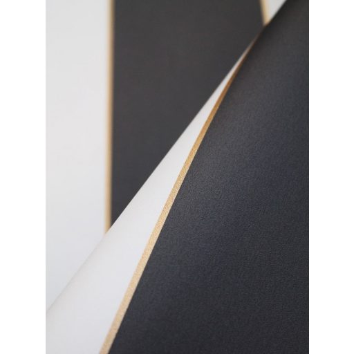 Minimalista és stílusos csíkos design arany vonallal kiemelve fehér fekete és arany tónus tapéta