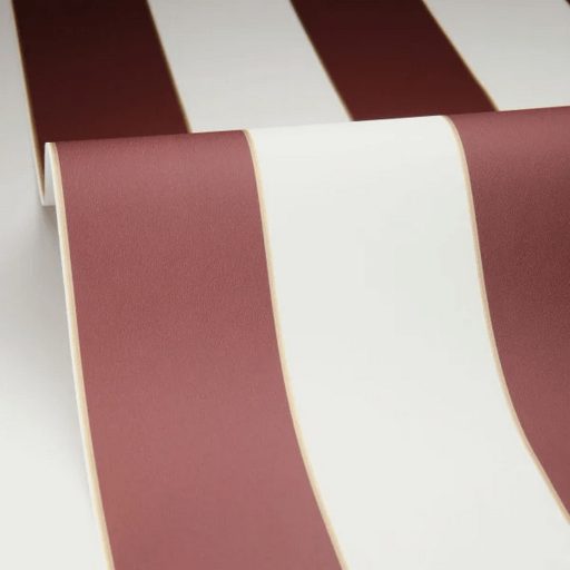 Elegáns klasszikus! Széles csíkozású arany szegélyű dekorminta krémfehér/eleféntcsont és padlizsán/bordó tónus tapéta