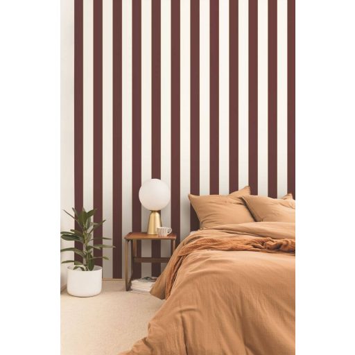 Elegáns klasszikus! Széles csíkozású arany szegélyű dekorminta krémfehér/eleféntcsont és padlizsán/bordó tónus tapéta