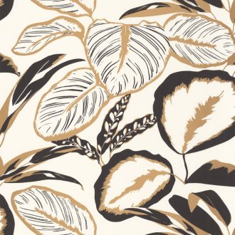 Moonlight 101082093  Natur nagyformátumú levelek fekete fehér fémes arany tapéta