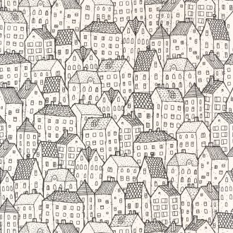 Moonlight 101119000 Grafikus vázlatos házak sokasága fehér fekete tapéta