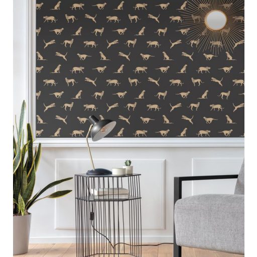 Caselio Moonlight 101152091  Natur nagymacskák fekete fémes arany tapéta