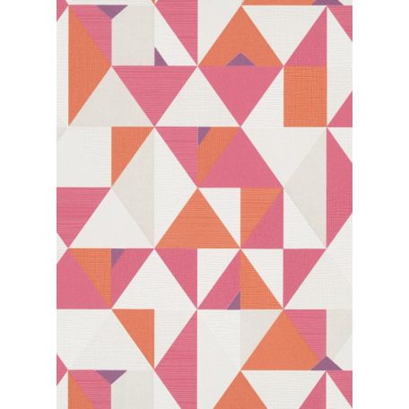Erismann Novara 10119-04 Geometrikus grafikus háromszögek - rombuszok fehér rózsaszín pink narancs tapéta